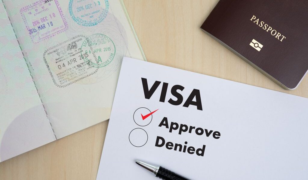 Visa application form to travel Immigration a document Money for Passport Map and travel plan